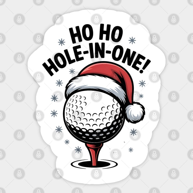 Christmas Golf Ball with Santa Hat Funny Holiday Design Sticker by UrbanLifeApparel
